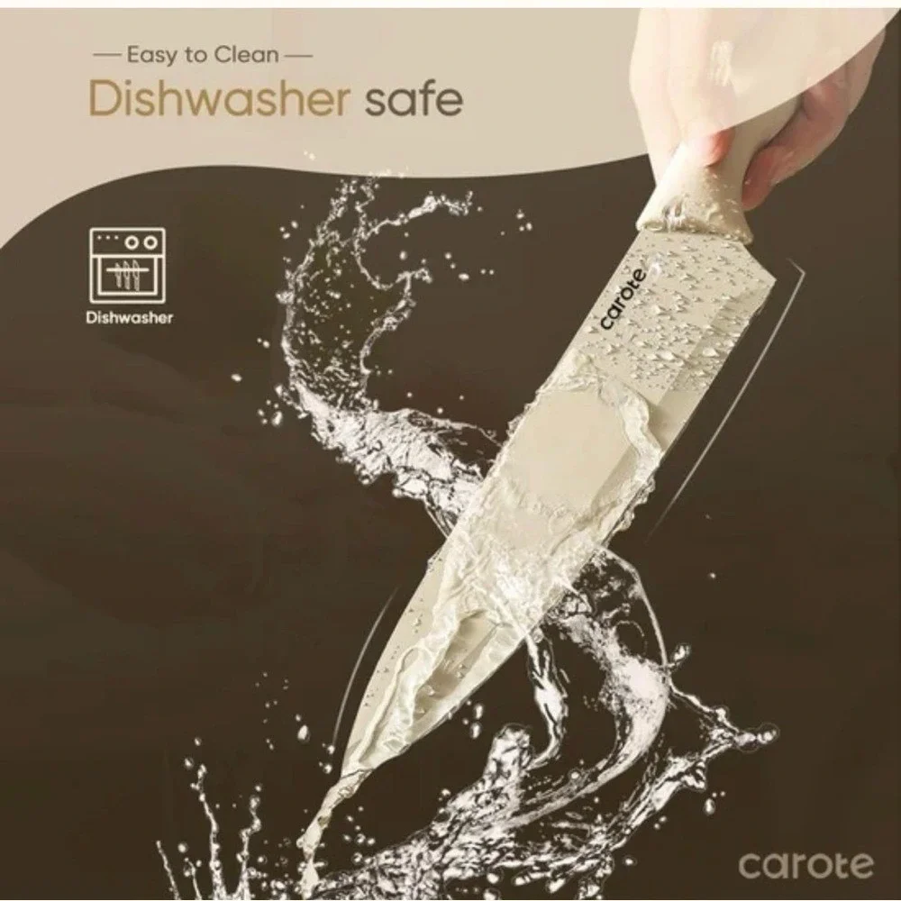 Carote Knife Set 12 Piece‎ Neutral Colors Stainless Steel Ceramic Coating Knives